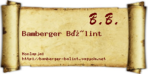 Bamberger Bálint névjegykártya
